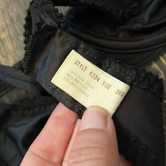 Vassarette Vintage  satin mesh Transparent black bra 36B - Picture 6 of 9